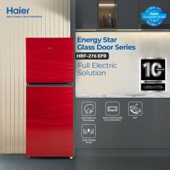 Haier Refrigerator HRF-276EPR - 246 Liter Capacity Glass Door, Red Color, 10 Year compressor 3 year electrical parts warranty 